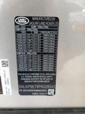 SALKP9E74PA028542 - 2023 LAND ROVER RANGE ROVE SE TAN photo 13