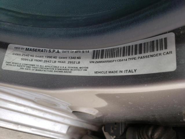 ZAM56RRA5F1135414 - 2015 MASERATI QUATTROPOR S GRAY photo 12