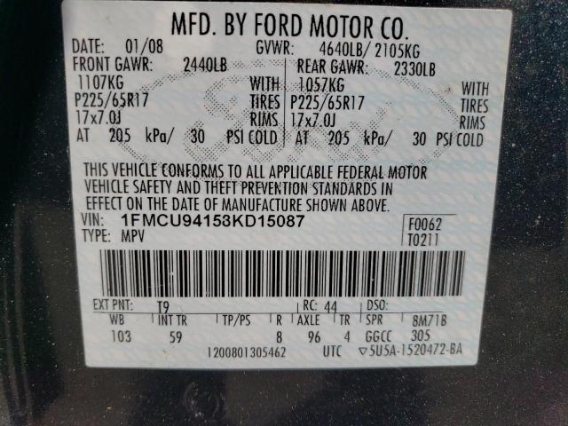 1FMCU94158KD15087 - 2008 FORD ESCAPE LIMITED CHARCOAL photo 12
