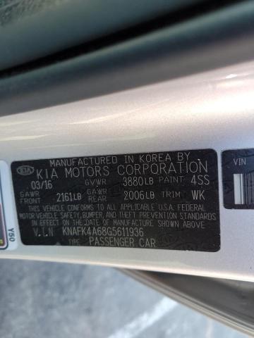 KNAFK4A68G5611936 - 2016 KIA FORTE LX SILVER photo 13