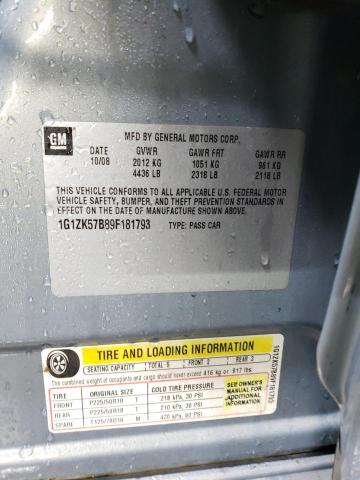 1G1ZK57B89F181793 - 2009 CHEVROLET MALIBU LTZ ვერცხლისფერი ფოტო 12