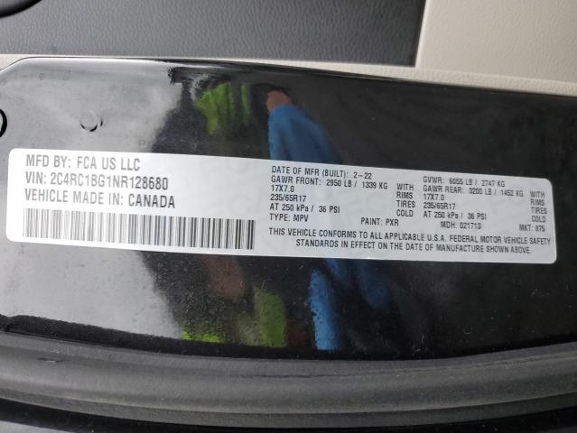 2C4RC1BG1NR128680 - 2022 CHRYSLER PACIFICA TOURING L BLACK photo 13