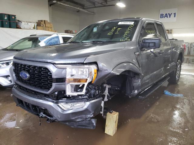 1FTEX1EP8MFC92819 - 2021 FORD F150 SUPER CAB GRAY photo 1