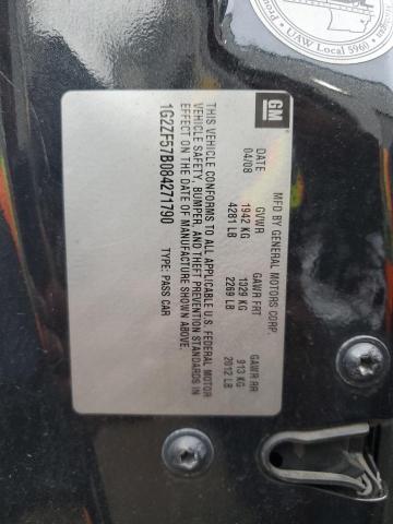 1G2ZF57B084271790 - 2008 PONTIAC G6 VALUE LEADER BLACK photo 12