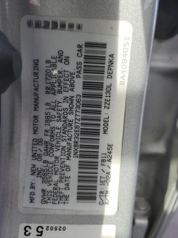 1NXBR32E87Z773063 - 2007 TOYOTA COROLLA CE SILVER photo 12