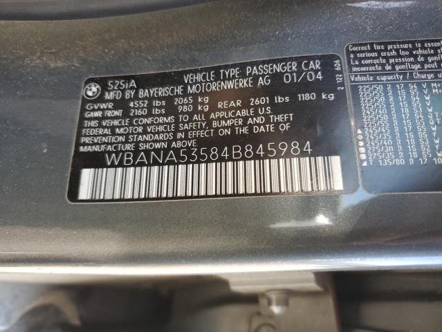 WBANA53584B845984 - 2004 BMW 525 I SILVER photo 12