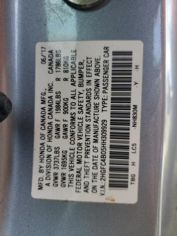 2HGFC4B05HH309929 - 2017 HONDA CIVIC LX SILVER photo 12