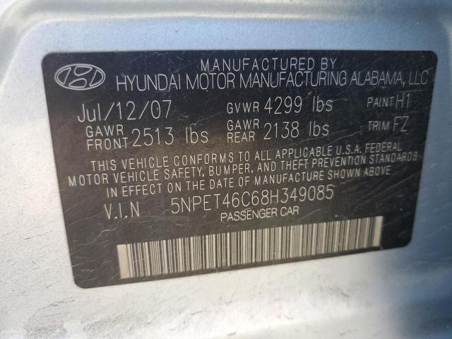 5NPET46C68H349085 - 2008 HYUNDAI SONATA GLS SILVER photo 12