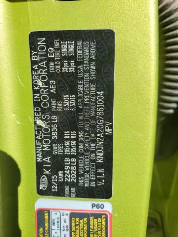 KNDJN2A20G7861004 - 2016 KIA SOUL GREEN photo 12