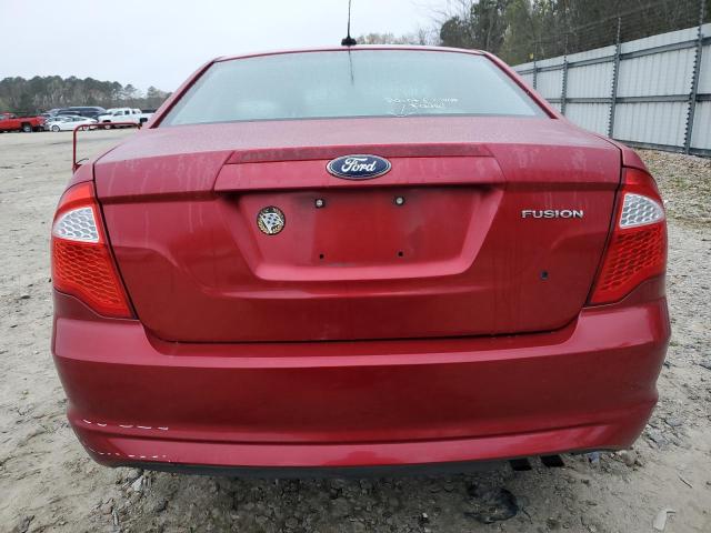 3FAHP0GA6AR427140 - 2010 FORD FUSION S RED photo 6