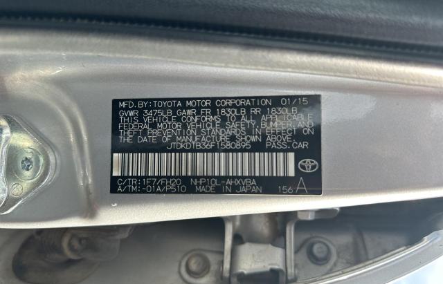 JTDKDTB36F1580895 - 2015 TOYOTA PRIUS C SILVER photo 10