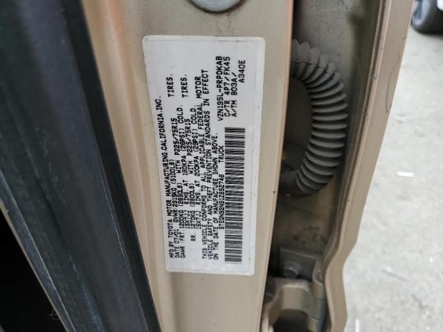 5TEGN92N91Z852748 - 2001 TOYOTA TACOMA DOUBLE CAB PRERUNNER GOLD photo 14