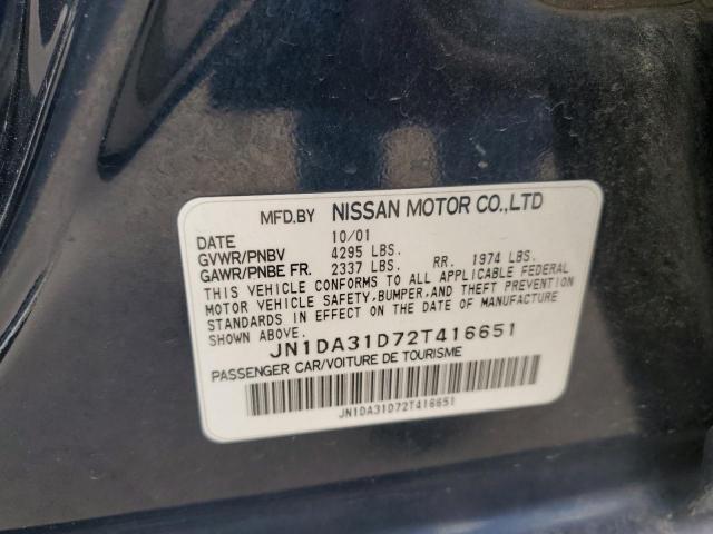 JN1DA31D72T416651 - 2002 NISSAN MAXIMA GLE BLUE photo 12