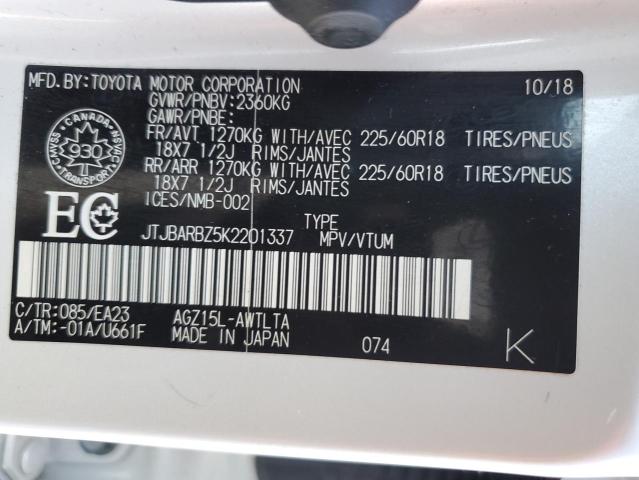 JTJBARBZ5K2201337 - 2019 LEXUS NX 300 BASE 白色 照片 13