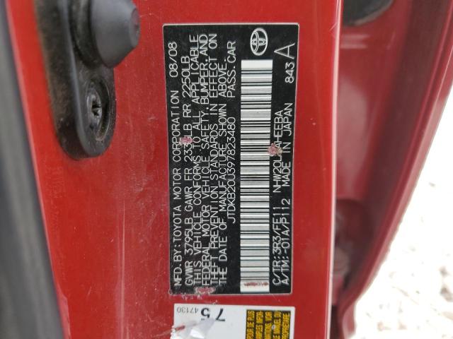 JTDKB20U397823480 - 2009 TOYOTA PRIUS RED photo 12