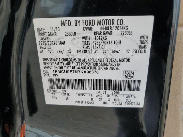 1FMCU0E76BKA98378 - 2011 FORD ESCAPE LIMITED BLACK photo 13