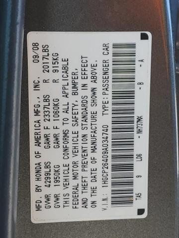 1HGCP26409A034740 - 2009 HONDA ACCORD LXP GRAY photo 12