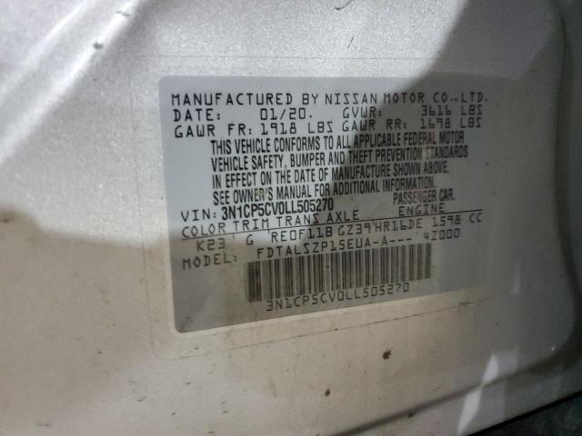 3N1CP5CV0LL505270 - 2020 NISSAN KICKS SV SILVER photo 12