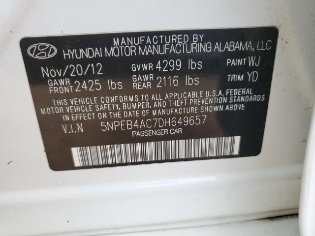 5NPEB4AC7DH649657 - 2013 HYUNDAI SONATA GLS WHITE photo 12