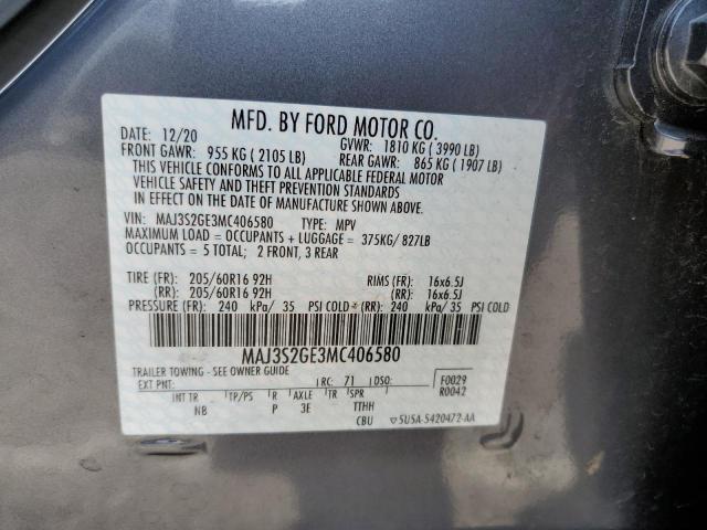 MAJ3S2GE3MC406580 - 2021 FORD ECOSPORT SE CHARCOAL photo 13