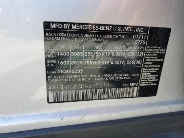 4JGBB8GB8BA695510 - 2011 MERCEDES-BENZ ML 350 4MATIC SILVER photo 13