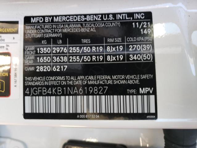 4JGFB4KB1NA619827 - 2022 MERCEDES-BENZ GLE 350 4MATIC WHITE photo 13