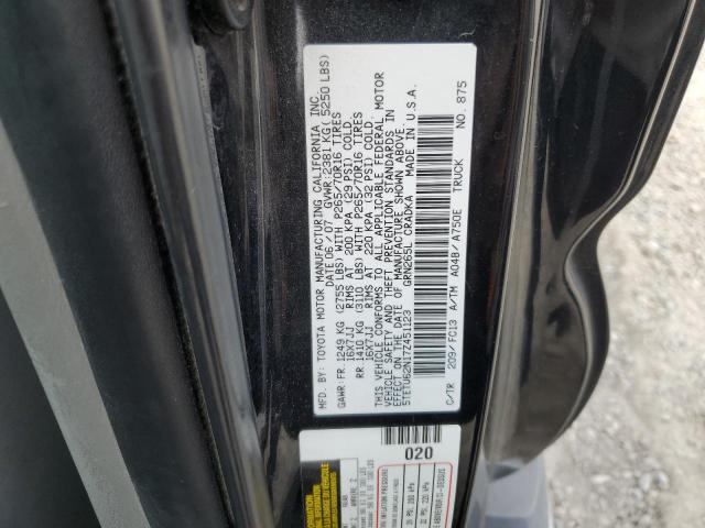 5TETU62N17Z451123 - 2007 TOYOTA TACOMA PRERUNNER ACCESS CAB BLACK photo 12