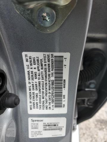 19XFC2F81LE019663 - 2020 HONDA CIVIC SPORT 银色 照片 12