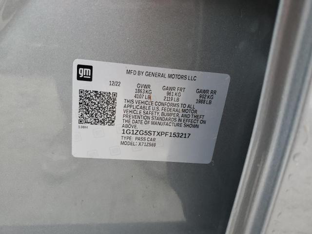 1G1ZG5STXPF153217 - 2023 CHEVROLET MALIBU RS ვერცხლისფერი ფოტო 12