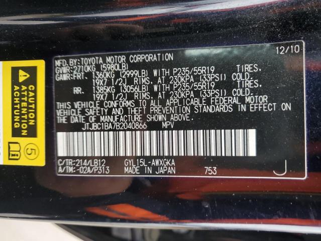 JTJBC1BA7B2040866 - 2011 LEXUS RX 450 BLACK photo 13