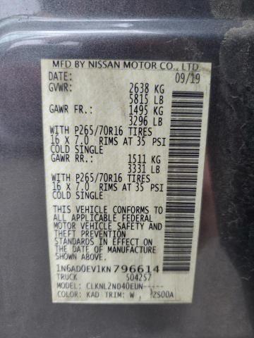 1N6AD0EV1KN796614 - 2019 NISSAN FRONTIER S GRAY photo 12