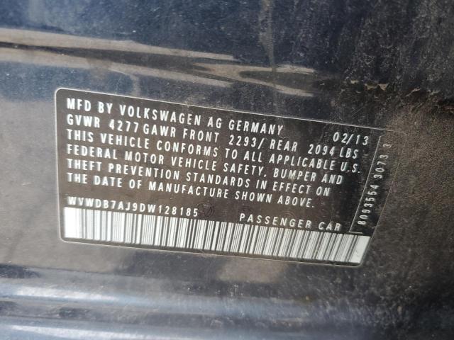 WVWDB7AJ9DW128185 - 2013 VOLKSWAGEN GOLF BLUE photo 12