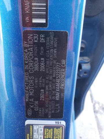 KNAFX4A64E5223777 - 2014 KIA FORTE LX BLUE photo 12