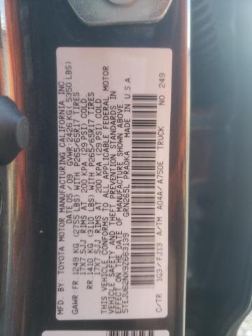 5TEJU62NX9Z663139 - 2009 TOYOTA TACOMA DOUBLE CAB PRERUNNER CHARCOAL photo 12