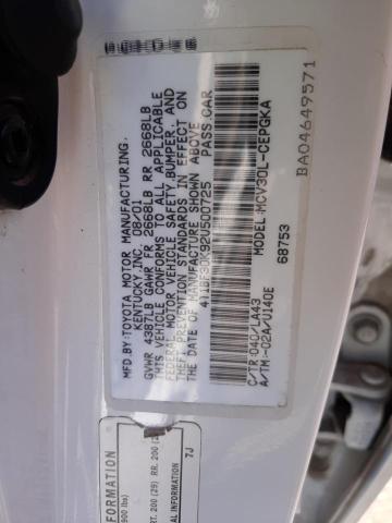 4T1BF30K92U500725 - 2002 TOYOTA CAMRY LE WHITE photo 13