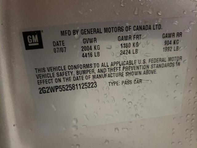 2G2WP552581125223 - 2008 PONTIAC GRAND PRIX 银色 照片 12