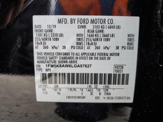 1FM5K8AW6LGA97827 - 2020 FORD EXPLORER POLICE INTERCEPTOR Qara foto 13