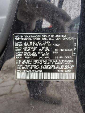 1V21E2CA8LC224057 - 2020 VOLKSWAGEN ATLAS CROS SE BLACK photo 13