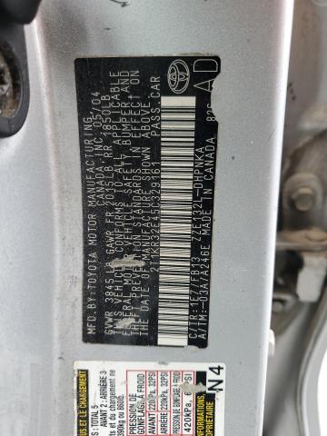 2T1KR32E45C329161 - 2005 TOYOTA COROLLA MA XR SILVER photo 12