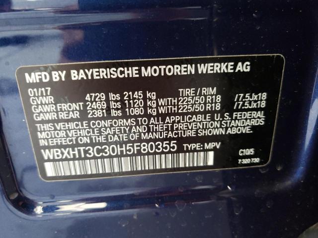WBXHT3C30H5F80355 - 2017 BMW X1 XDRIVE28I BLUE photo 13