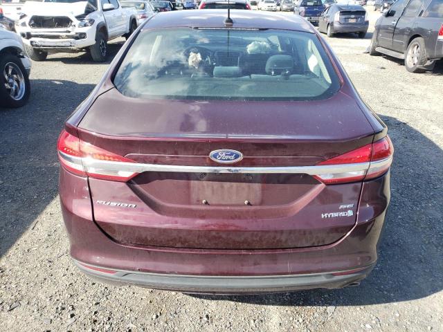 3FA6P0LUXHR314714 - 2017 FORD FUSION SE HYBRID MAROON photo 6