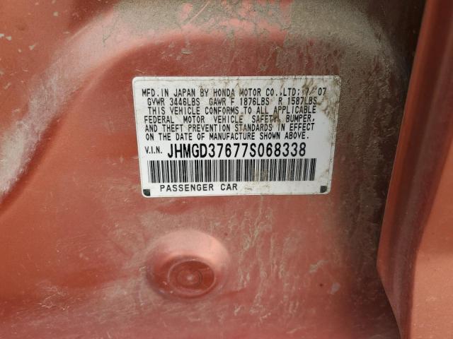 JHMGD37677S068338 - 2007 HONDA FIT S 橙色 照片 12