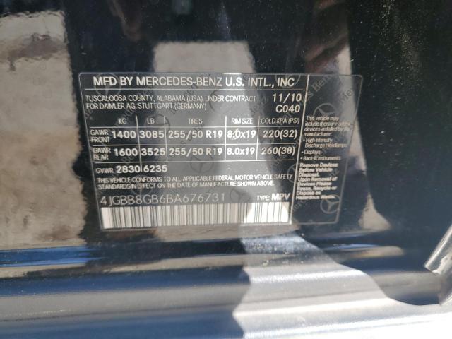 4JGBB8GB6BA676731 - 2011 MERCEDES-BENZ ML 350 4MATIC BLACK photo 13