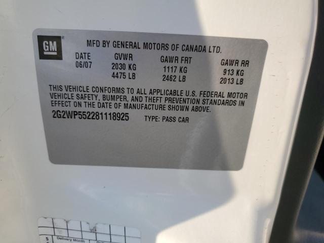 2G2WP552281118925 - 2008 PONTIAC GRAND PRIX 白色 照片 12