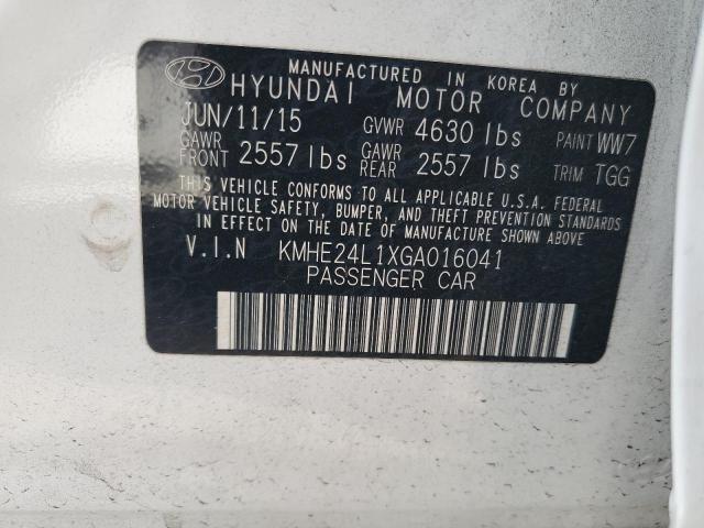 KMHE24L1XGA016041 - 2016 HYUNDAI SONATA HYBRID WHITE photo 13