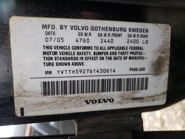 YV1TH592761430614 - 2006 VOLVO S80 2.5T BLACK photo 12