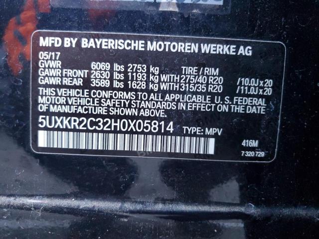 5UXKR2C32H0X05814 - 2017 BMW X5 SDRIVE35I BLACK photo 13