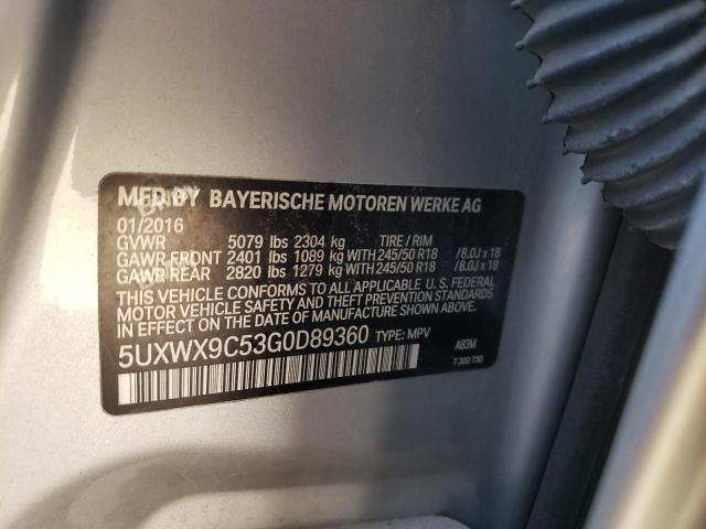 5UXWX9C53G0D89360 - 2016 BMW X3 XDRIVE28I SILVER photo 13