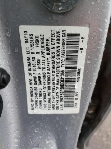 19XFB2F58DE031366 - 2013 HONDA CIVIC LX SILVER photo 12