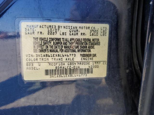 3N1AB61EX8L646773 - 2008 NISSAN SENTRA 2.0 BLUE photo 12